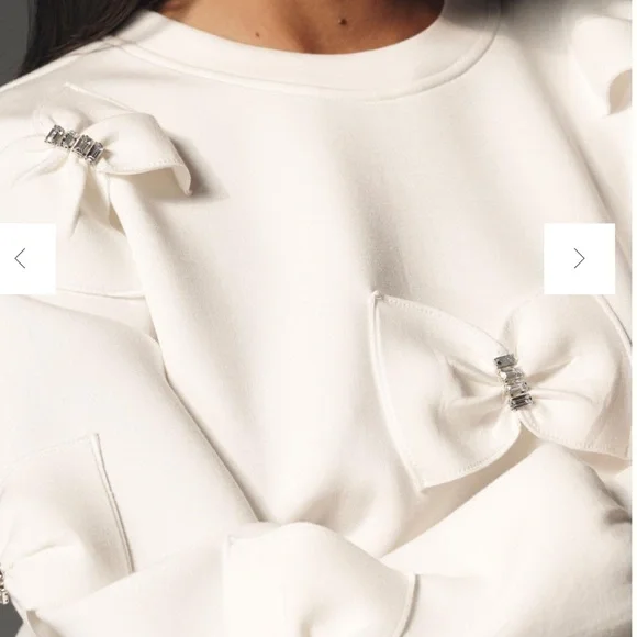 Maeve By Anthropologie English Factory Bow Sweatshirt NWOT - Picture 3 of 9